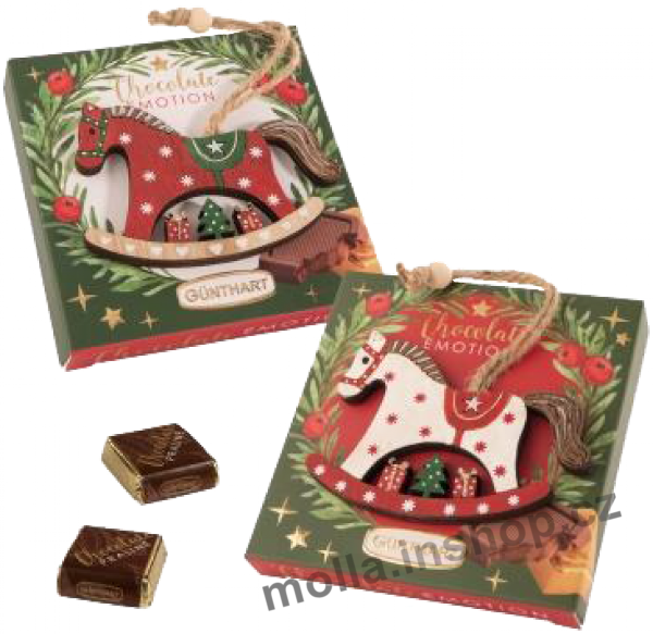 Čokodárek Koník 38g/10ks dřevěná ozdoba Vánoce