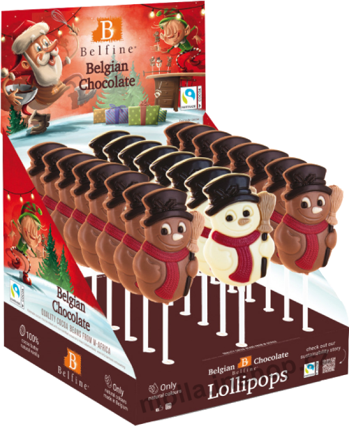 Čoko lízátko Sněhulák 25g/24ks Vánoce