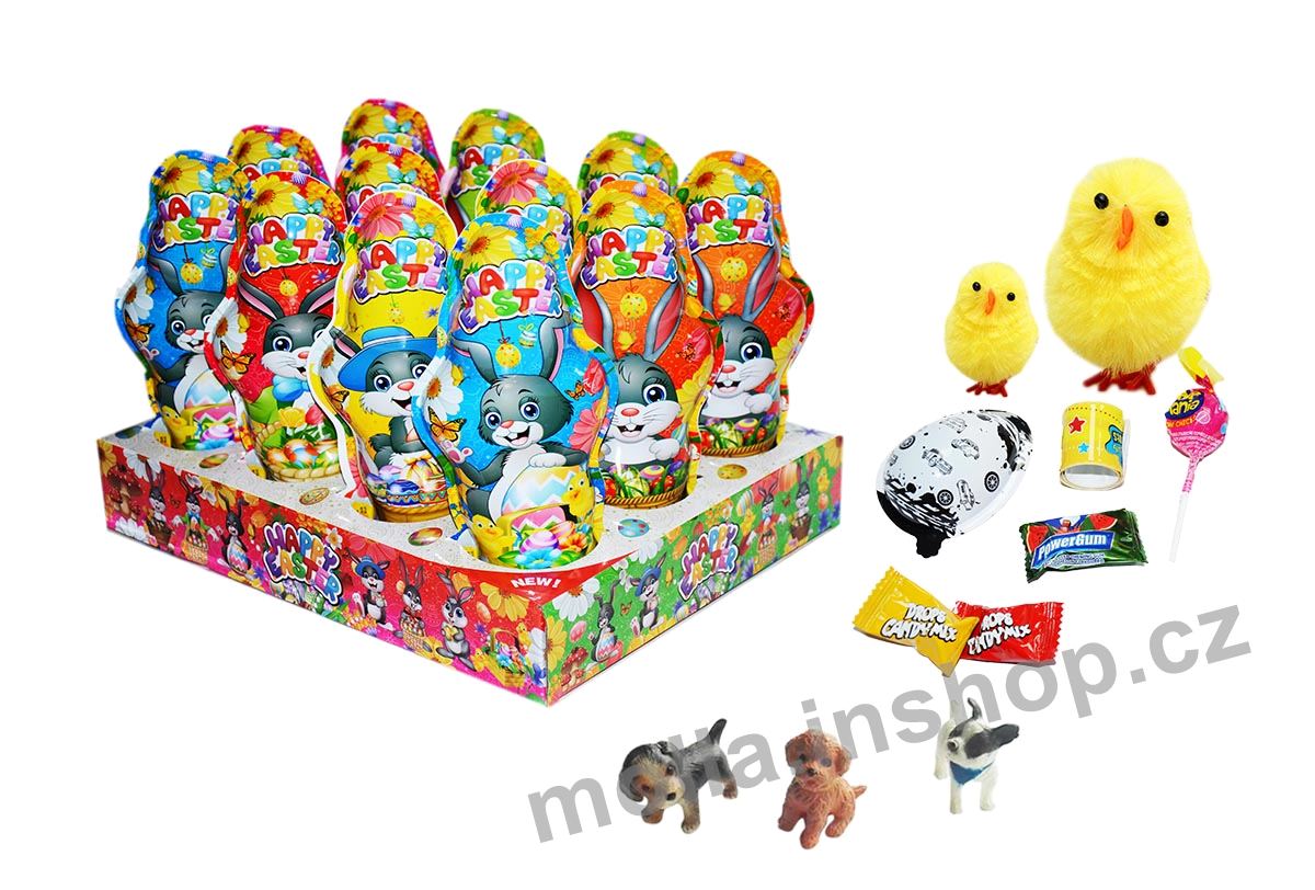 HAPPY EASTER Zajíc 40g/12ks figurka plast vejce
