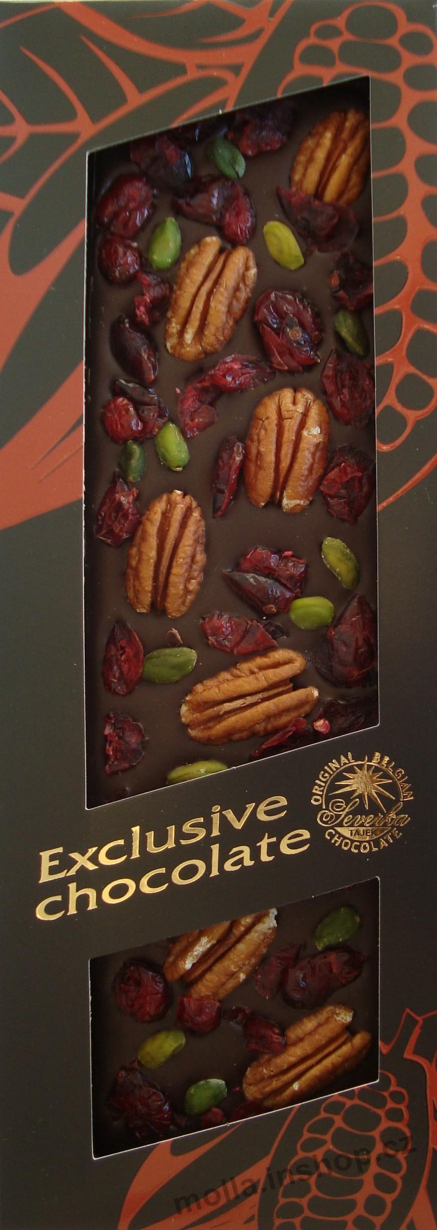 X- 0524 Exclusive ML pekany, pistácie, brusinky 130g/20ks mléčná čokoláda
